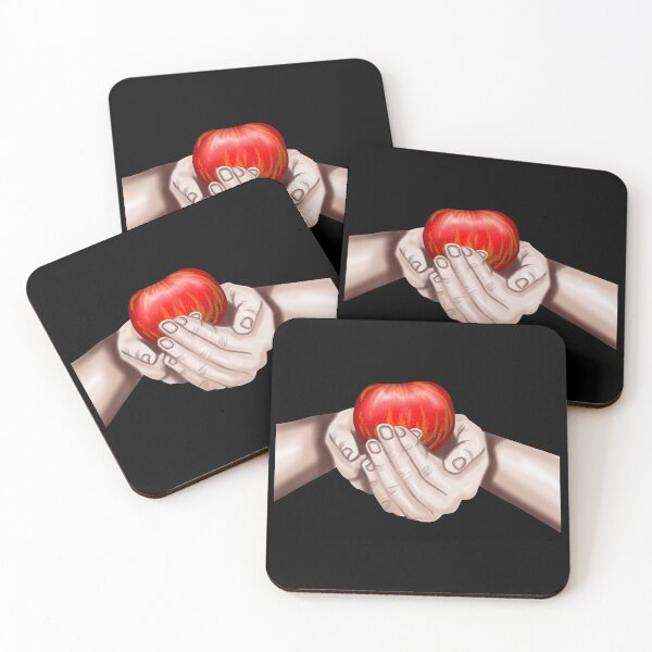 Item preview, Skin-colored hands holding an apple, with black border designed and sold by katecheerycake.