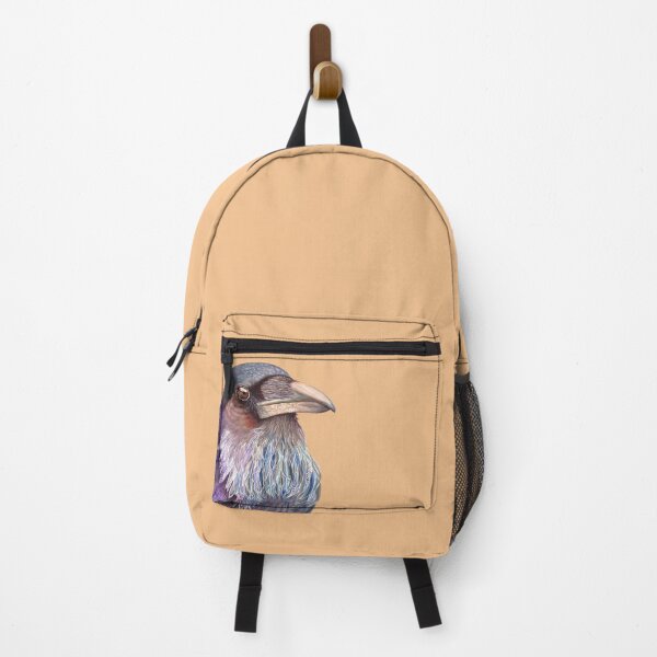 Item preview, Watercolor of a multi-colored woodpecker on a beige background, hand-painted and then scanned designed and sold by art-elodie-g.