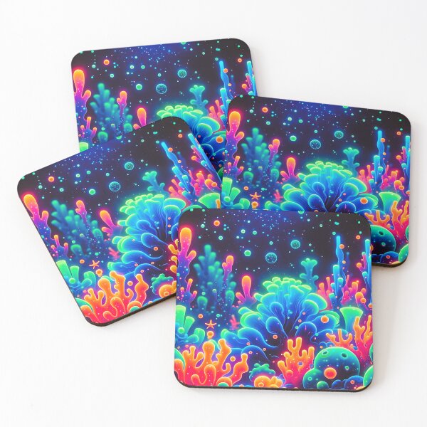 Item preview, uv reactive Neon Coral Reef Underwater Scene designed and sold by Taans-Creation.