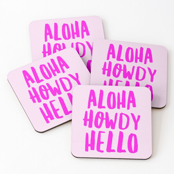 Item preview, Aloha Howdy Hello - Pink Typography Design designed and sold by Stickers by @molllyclare.