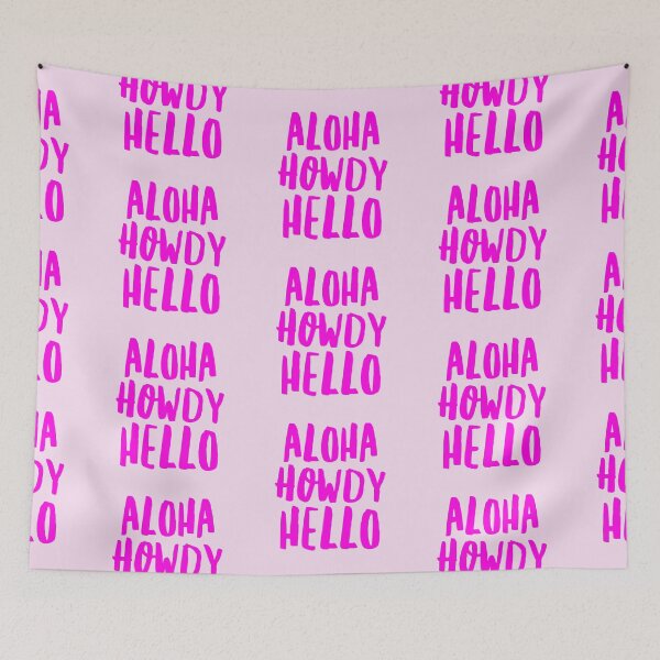 Item preview, Aloha Howdy Hello - Pink Typography Design designed and sold by Stickers by @molllyclare.