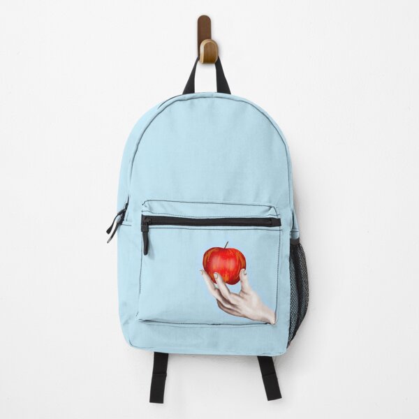 Item preview, Skin-colored hand holding an apple, with light blue border designed and sold by katecheerycake.