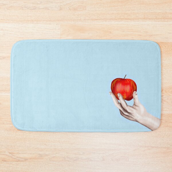 Item preview, Skin-colored hand holding an apple, with light blue border designed and sold by katecheerycake.