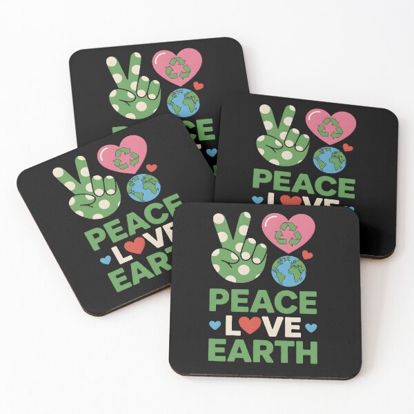 Item preview, Peace Love Earth – Vibrant Earth Day Illustration on Black Background designed and sold by Hooodify.