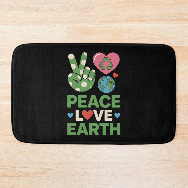 Item preview, Peace Love Earth – Vibrant Earth Day Illustration on Black Background designed and sold by Hooodify.
