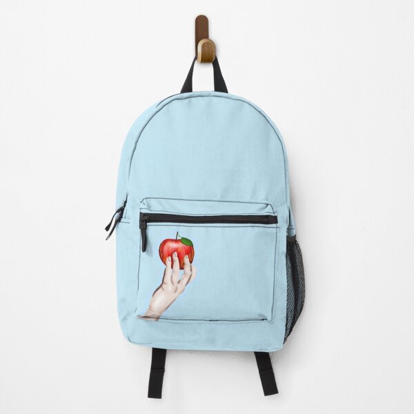 Item preview, Skin-colored hand holding an apple, with light blue border designed and sold by katecheerycake.