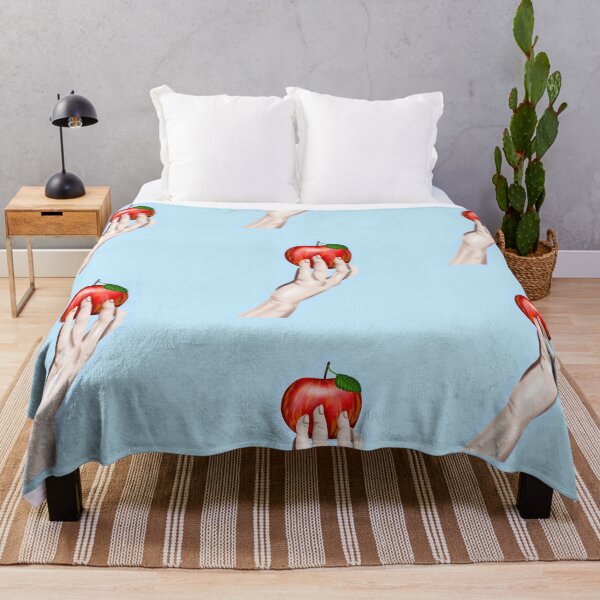 Item preview, Skin-colored hand holding an apple, with light blue border designed and sold by katecheerycake.