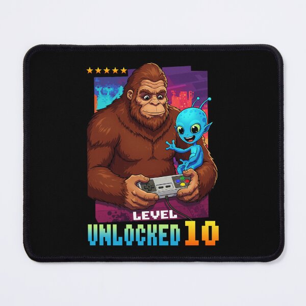 Item preview, Level 10 Unlocked, Birthday, Bigfoot and alien designed and sold by Megadorim.