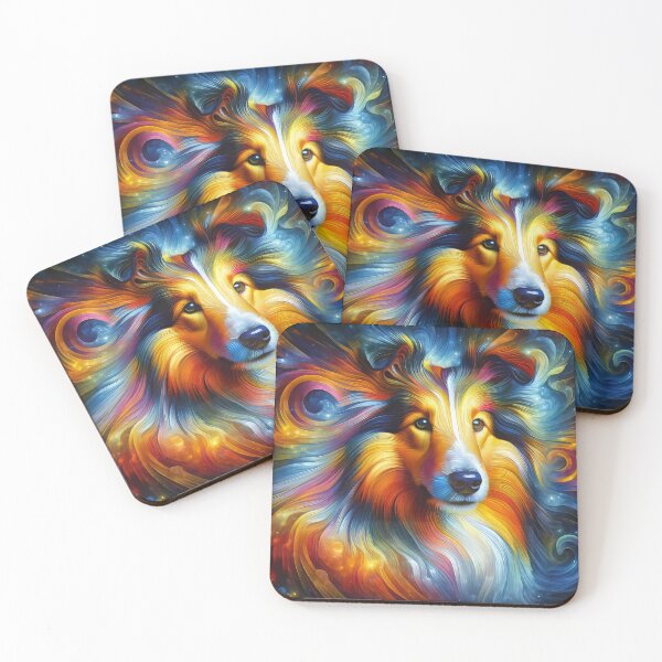 Item preview, Rainbow Collie Dog Colorful Portrait designed and sold by CattyCornerPOD.