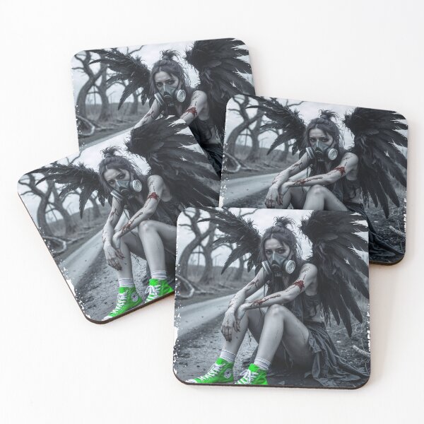 Item preview, Fallen angel in gas mask designed and sold by ArtisticPen-art.