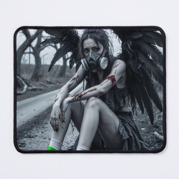 Item preview, Fallen angel in gas mask designed and sold by ArtisticPen-art.