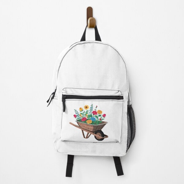 Item preview, A wheelbarrow full of beautiful and colorful flowers in the garden designed and sold by Merrylands Artshop.