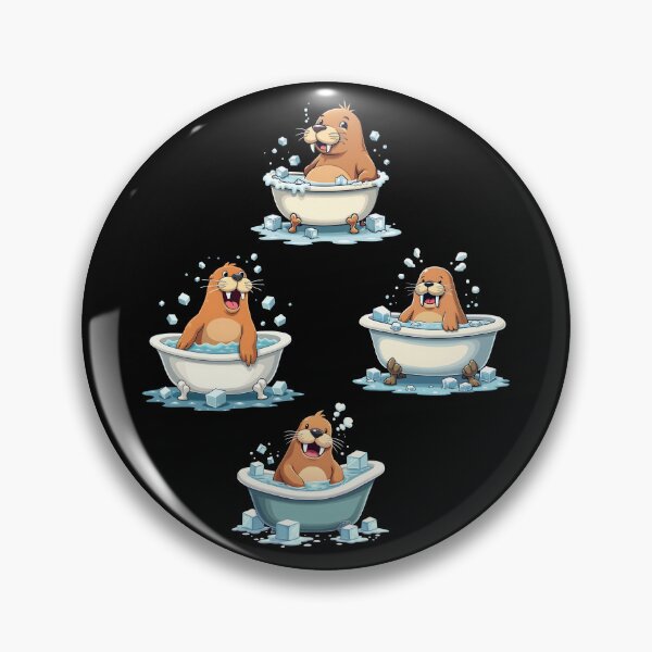 Item preview, Chilling Walrus Cold Plunge Cartoon in Bathtub with Ice Cubes, Ice Bath designed and sold by IceBathDESIGNS.