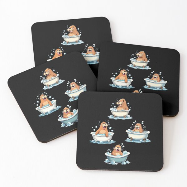 Item preview, Chilling Walrus Cold Plunge Cartoon in Bathtub with Ice Cubes, Ice Bath designed and sold by IceBathDESIGNS.