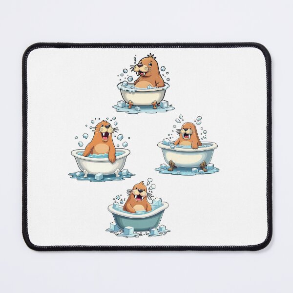 Item preview, Chilling Walrus Cold Plunge Cartoon in Bathtub with Ice Cubes, Ice Bath designed and sold by IceBathDESIGNS.