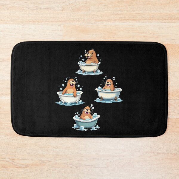 Item preview, Chilling Walrus Cold Plunge Cartoon in Bathtub with Ice Cubes, Ice Bath designed and sold by IceBathDESIGNS.