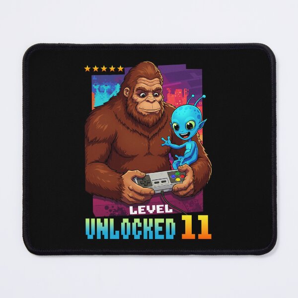Item preview, Level 11 Unlocked, Birthday, Bigfoot and alien designed and sold by Megadorim.