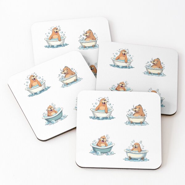 Item preview, Ice Bath, Chilling Walrus Cold Plunge Cartoon in Bathtub with Ice Cubes designed and sold by IceBathDESIGNS.