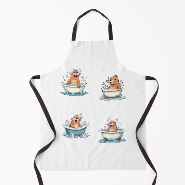 Item preview, Ice Bath, Chilling Walrus Cold Plunge Cartoon in Bathtub with Ice Cubes designed and sold by IceBathDESIGNS.