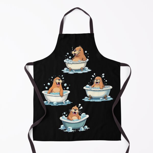 Item preview, Chilling Walrus Cold Plunge Cartoon in Bathtub with Ice Cubes, Ice Bath designed and sold by IceBathDESIGNS.