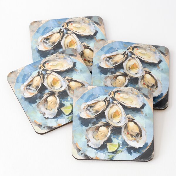 Item preview, Oysters on Blue Plate Still Life designed and sold by Janine Aykens.