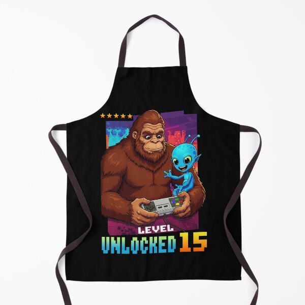 Item preview, Level 15 Unlocked, Birthday, Bigfoot and alien designed and sold by Megadorim.