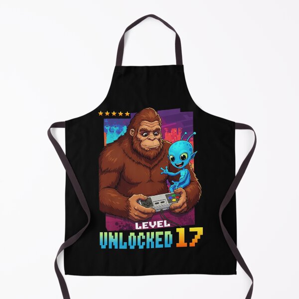 Item preview, Level 17 Unlocked, Birthday, Bigfoot and alien designed and sold by Megadorim.