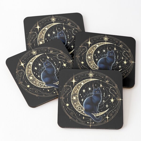 Item preview, Black cat sitting  - mystical and magical symbols designed and sold by Roberta Calabrese.
