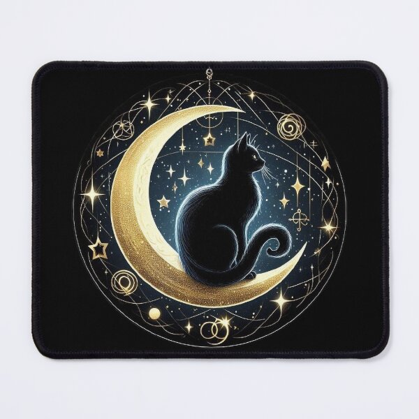 Item preview, Black cat sitting  - mystical and magical symbols designed and sold by Roberta Calabrese.