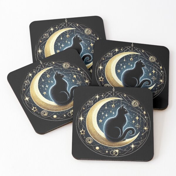 Item preview, Black cat sitting  - mystical and magical symbols designed and sold by Roberta Calabrese.