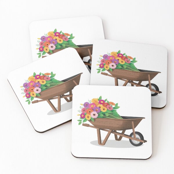 Item preview, A wheelbarrow full of beautiful and colorful flowers in the garden designed and sold by Merrylands Artshop.