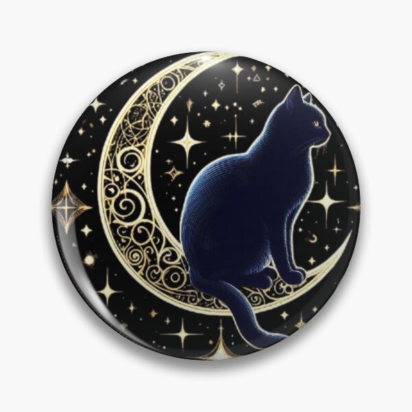 Item preview, Black cat sitting  - mystical and magical symbols designed and sold by Roberta Calabrese.