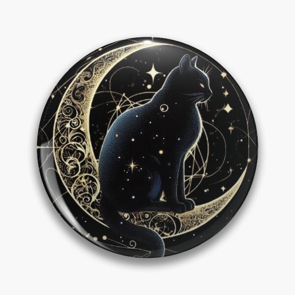 Item preview, Black cat sitting  - mystical and magical symbols designed and sold by Roberta Calabrese.