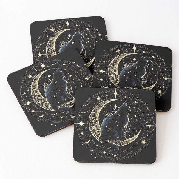 Item preview, Black cat sitting  - mystical and magical symbols designed and sold by Roberta Calabrese.