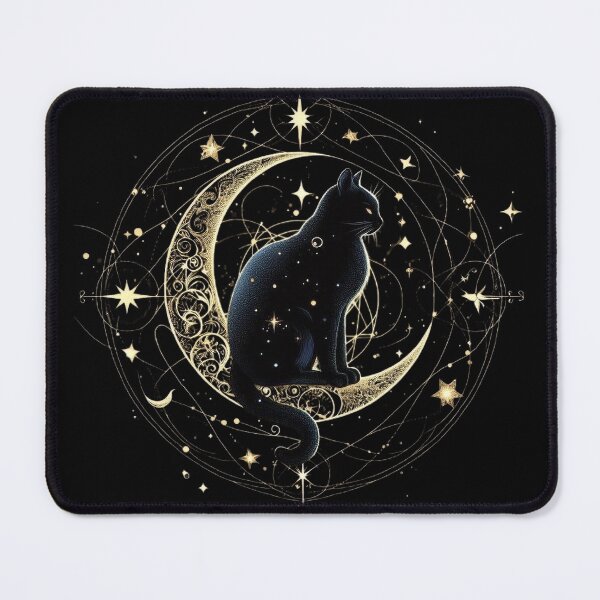 Item preview, Black cat sitting  - mystical and magical symbols designed and sold by Roberta Calabrese.