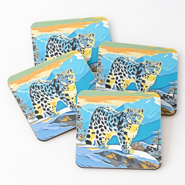 Item preview, Snowy Mountain Leopard Stance Design designed and sold by Health And Fitness Posts e-Store.