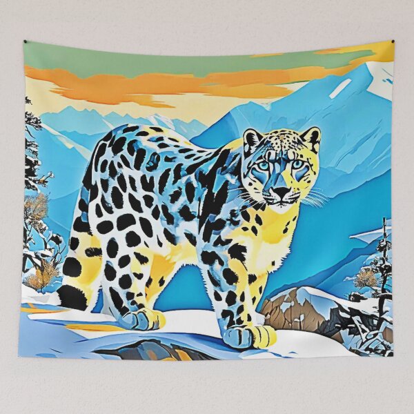 Item preview, Snowy Mountain Leopard Stance Design designed and sold by Health And Fitness Posts e-Store.