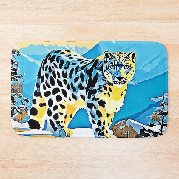 Item preview, Snowy Mountain Leopard Stance Design designed and sold by Health And Fitness Posts e-Store.