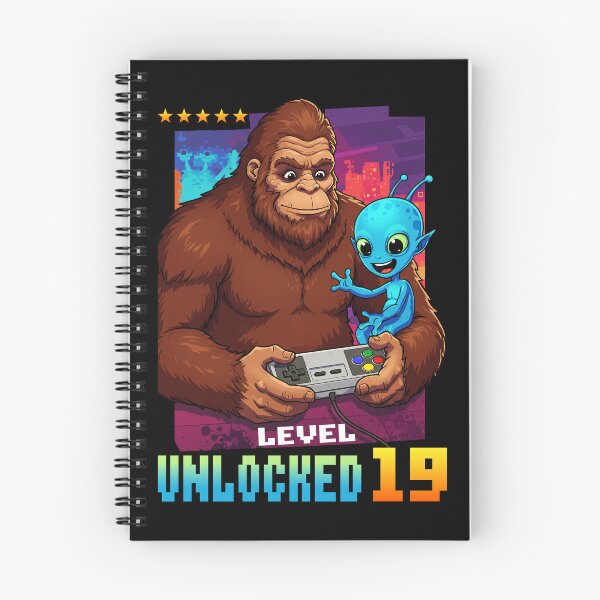 Item preview, Level 19 Unlocked, Birthday, Bigfoot and alien designed and sold by Megadorim.