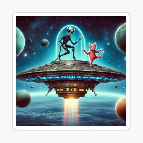 Item preview, Alien and cute cat dancing designed and sold by Dogandesighn.
