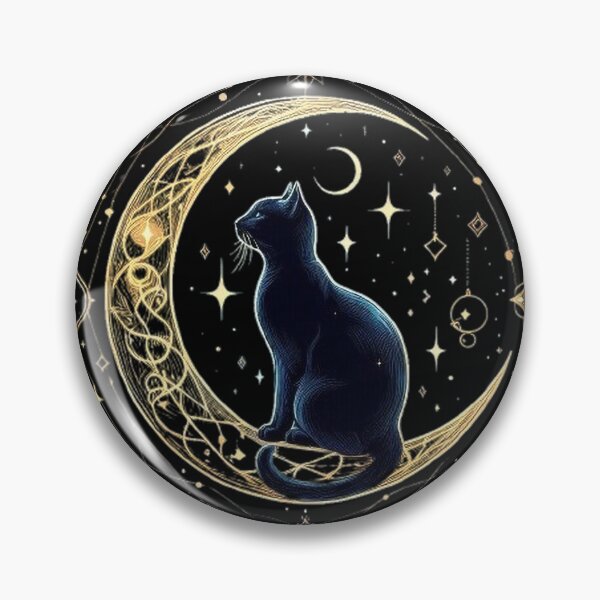 Item preview, Black cat sitting  - mystical and magical symbols designed and sold by Roberta Calabrese.