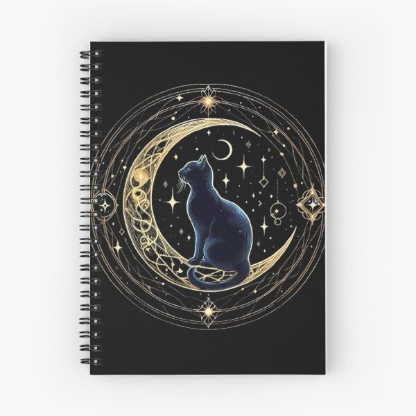 Item preview, Black cat sitting  - mystical and magical symbols designed and sold by Roberta Calabrese.