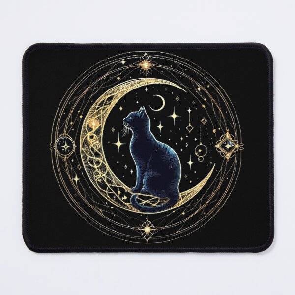 Item preview, Black cat sitting  - mystical and magical symbols designed and sold by Roberta Calabrese.