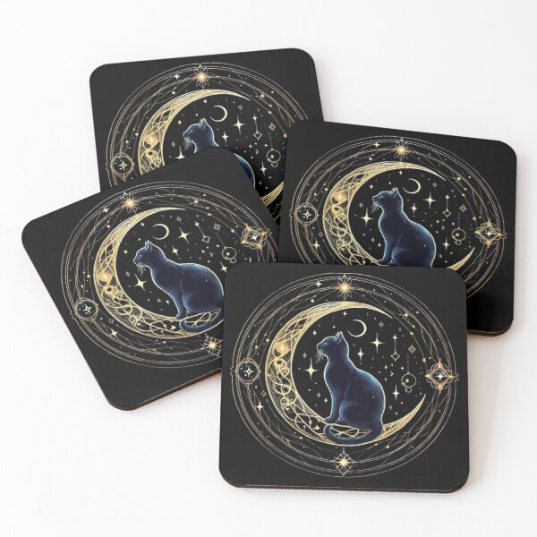 Item preview, Black cat sitting  - mystical and magical symbols designed and sold by Roberta Calabrese.