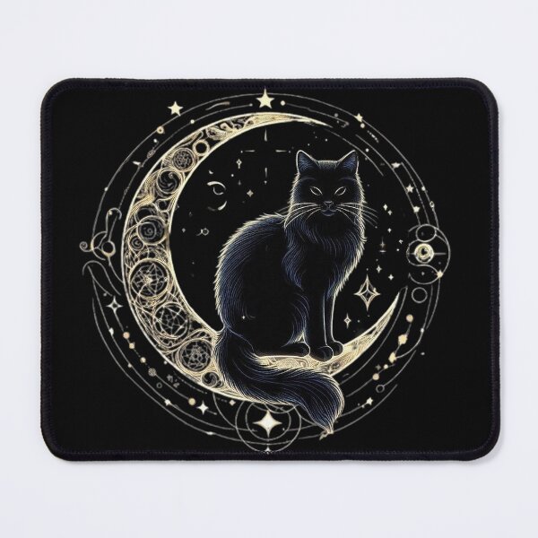 Item preview, Black cat sitting - mystical and magical symbols designed and sold by Roberta Calabrese.