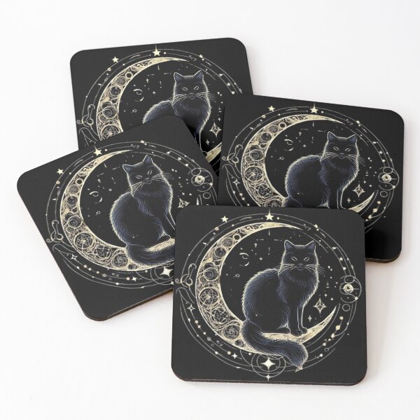 Item preview, Black cat sitting  - mystical and magical symbols designed and sold by Roberta Calabrese.