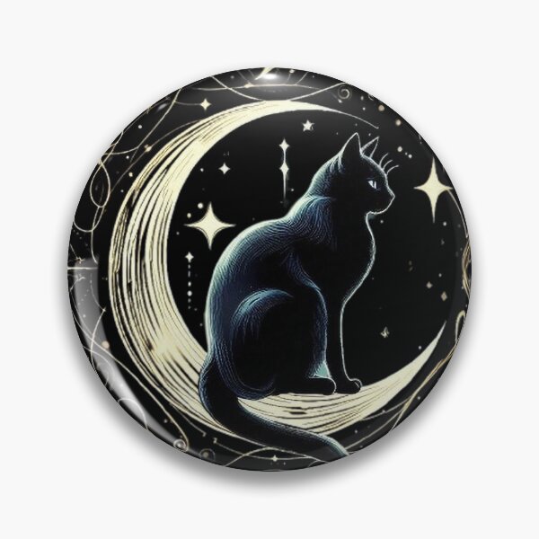 Item preview, Black cat sitting  - mystical and magical symbols designed and sold by Roberta Calabrese.