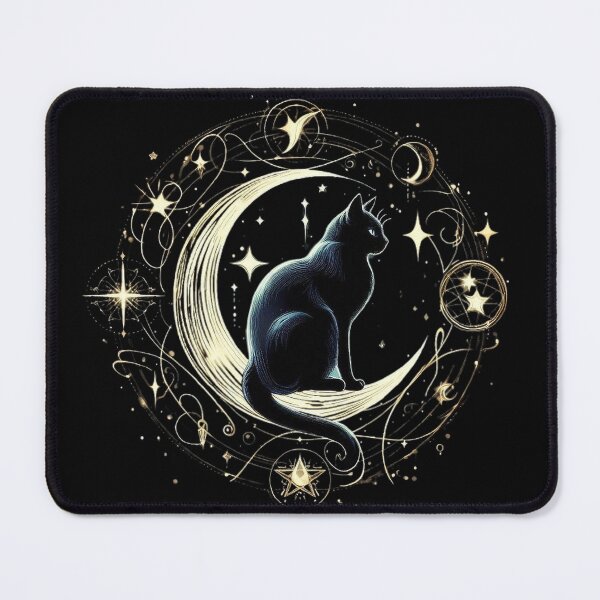Item preview, Black cat sitting  - mystical and magical symbols designed and sold by Roberta Calabrese.