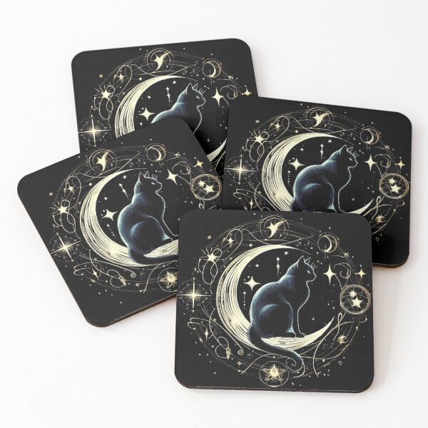 Item preview, Black cat sitting  - mystical and magical symbols designed and sold by Roberta Calabrese.