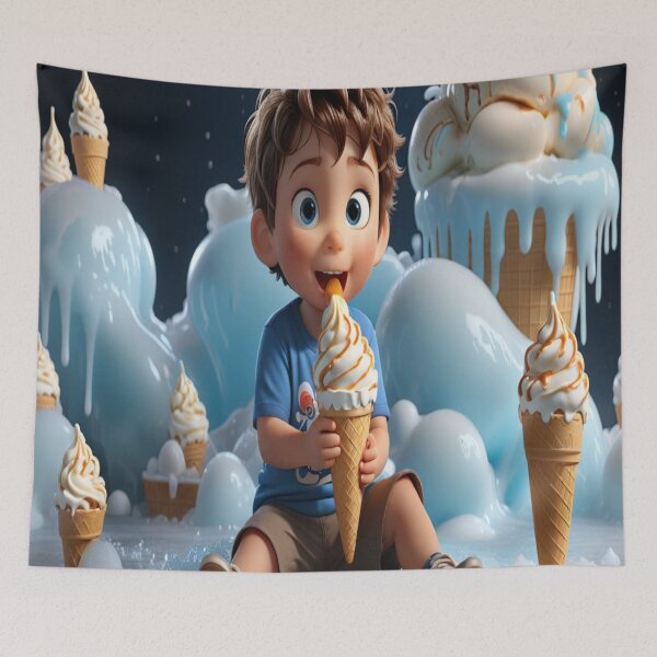 Item preview, Chilly Treat Buddy" – Animated Boy Eating Ice Cream designed and sold by Artisfunforme.